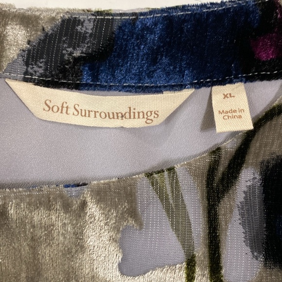 Soft Surroundings Layered Velvet Burnout Dress Size XL Floral Handkerchief Hem - Picture 11 of 12